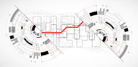 Abstract half-circle technology circuit board. Communication concept.のイラスト素材