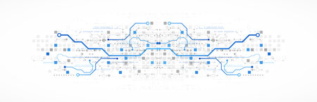 Abstract technology concept. Circuit board, high computer color background. Vector illustration with...