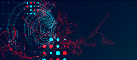 Abstract background with particles. Digital streaming background, wave flow. Plexus background....