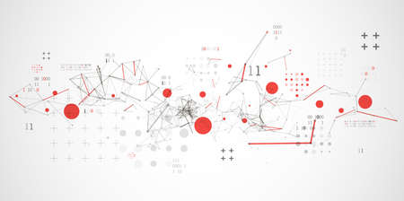 Technology background with plexus effect. Big data concept. Binary computer code. Vector illustration.のイラスト素材