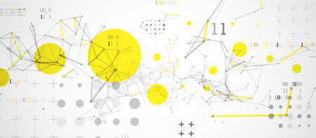 Technology background with plexus effect. Big data concept. Binary computer code. Vector illustration.のイラスト素材