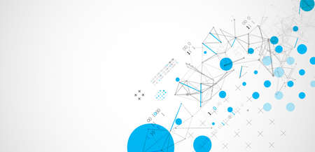 Technology background with plexus effect. Big data concept. Binary computer code. Vector illustration.のイラスト素材