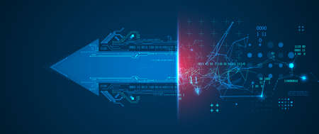 Abstract background on technological and scientific topics. Plexus effect with various techno details with a place under the text. Vector format.のイラスト素材