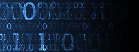 Abstract  technology background. Numbers of different colors and sizes. Science style.Vector