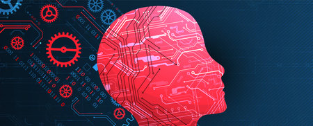 Artificial intelligence (AI) and big data concept. Machine cyber mind.  Technology vector...