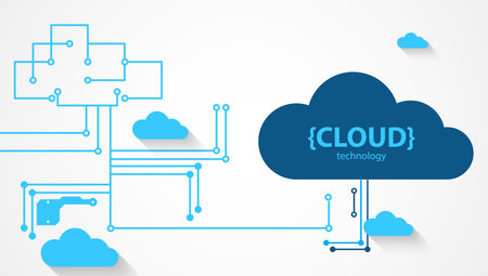 Cloud storage technology. Integrated digital web concept background.