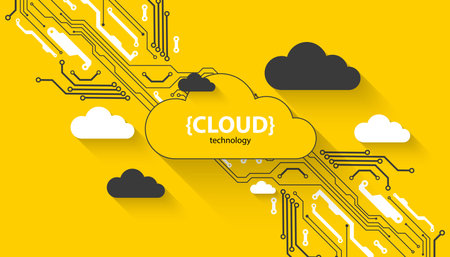 Cloud storage technology. Integrated digital web concept background.のイラスト素材