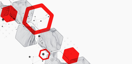 Modern science or technology abstract background using hexagonal shapes. Wireframe spot surface...