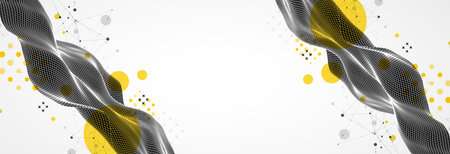 The abstract wave is made in a frame style in a bright gradient color. Template for science and technology presentation.のイラスト素材