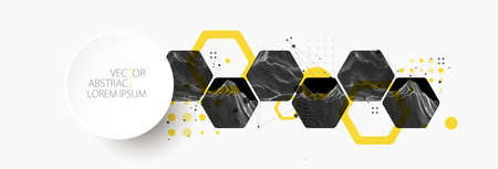Modern science or technology abstract background using hexagonal shapes. Wireframe spot surface illustration. Vector.のイラスト素材