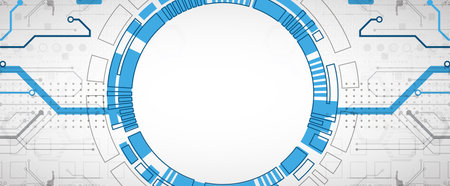 Abstract technology concept. Circuit board, high computer color background. Vector illustration with space for content, web - template, business tech presentation.のイラスト素材