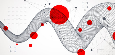 Modern science or technology art background. Vector wireframe tentacle.