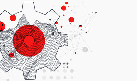 Modern science or technology abstract background using  cogwheel. Wireframe spot surface...