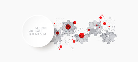 Modern science or technology abstract background using  cogwheel. Wireframe spot surface...