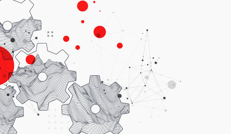 Modern science or technology abstract background using  cogwheel. Wireframe spot surface...