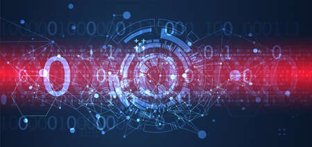 Abstract background with plexus effect. Scientific and technological concept with the use of technical elements formed in the shape of a circle.のイラスト素材