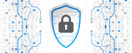Technological abstract background on the topic of information protection and computer security....