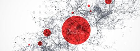Abstract polygonal vector background with connecting dots and lines. Plexus effect digital data visualization.のイラスト素材