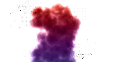 Abstract scientific background with color image of clouds with plexus elements.のイラスト素材