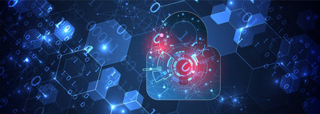Data security Illustrates cyber data or information privacy idea. Color abstract  internet...