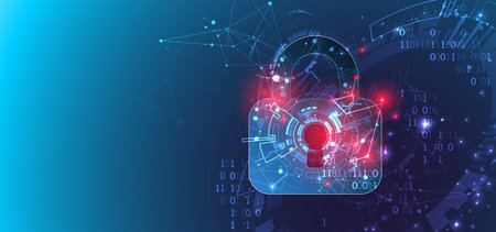 Data security Illustrates cyber data or information privacy idea. Color abstract  internet technology.のイラスト素材