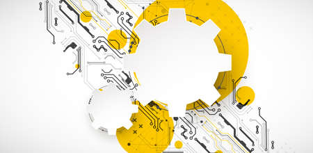 Abstract technology concept. Circuit board, high computer color background. Vector illustration with space for content, web - template, business tech presentation.のイラスト素材