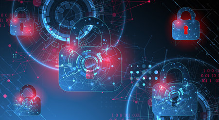 Personal data security Illustrates cyber data or information privacy idea. Color abstract  internet...