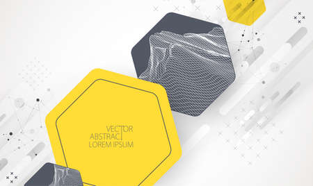 Modern science or technology abstract background using hexagonal shapes. Wireframe spot surface illustration. Vector.のイラスト素材