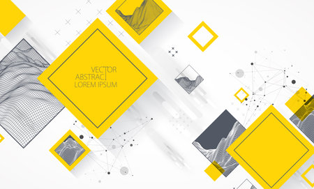 Modern science or technology elements in square. Trendy abstract background. Surface illustration. Vector.のイラスト素材