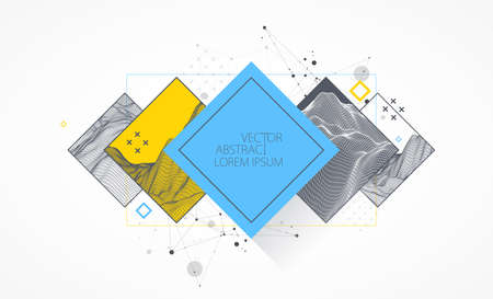 Modern science or technology elements in square. Trendy abstract background. Surface illustration. Vector.のイラスト素材