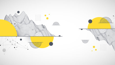 Trendy abstract wireframe background. Modern science or technology art elements. Surface illustration. Vector.のイラスト素材