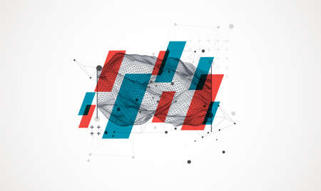 Modern science or technology elements. Trendy abstract background. Surface illustration. Vector.