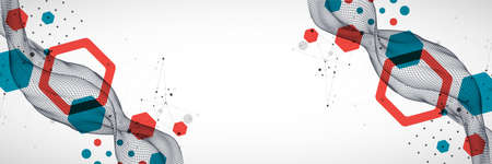 The abstract wave is made in a frame style. Template for science and technology presentation.のイラスト素材