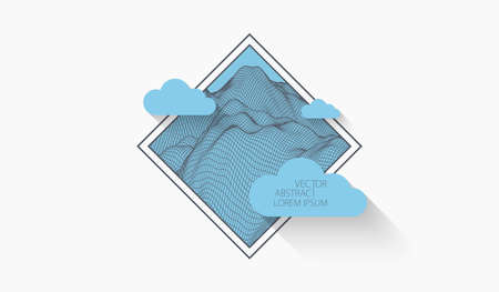 Wireframe landscape art background. Vector illustration.のイラスト素材