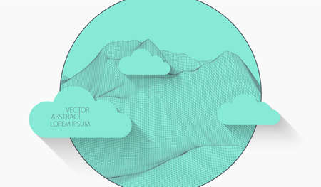 Wireframe landscape art background. Vector illustration.のイラスト素材