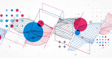 The abstract wave is made in a frame style. Template for science and technology presentation.のイラスト素材