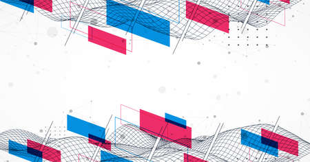 The abstract wave is made in a frame style. Template for science and technology presentation.のイラスト素材