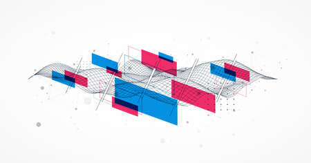 The abstract wave is made in a frame style. Template for science and technology presentation.