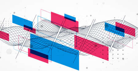 The abstract wave is made in a frame style. Template for science and technology presentation.のイラスト素材
