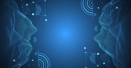 Abstract wireframe mountain background. Modern science or technology art elements. Surface illustration. Vector.のイラスト素材