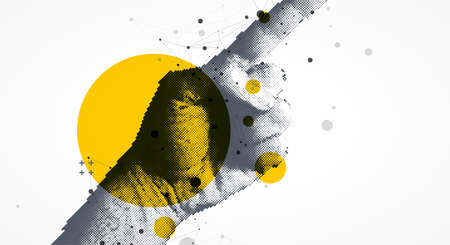Hand pointing sign. Direction pointer. Halftone vector.