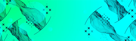The abstract wave is made in a frame style in a bright gradient color. Template for science and...