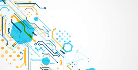 bstract technology concept. Circuit board, high computer color background. Vector illustration with...