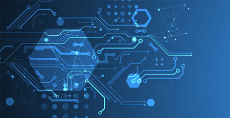 bstract technology concept. Circuit board, high computer color background. Vector illustration with...