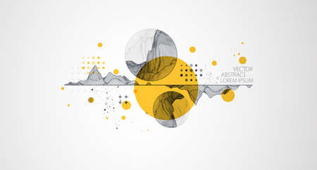 Trendy abstract wireframe background. Modern science or technology art elements. Surface illustration. Vector.のイラスト素材