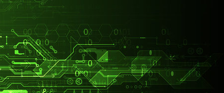 Abstract background on technological and scientific topics. Various techno details. Vector format.のイラスト素材