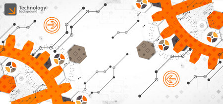 Abstract technology concept. Circuit board, high computer background. Vector illustration with space for content, web - template, business tech presentation.のイラスト素材