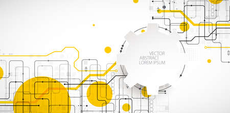 Abstract technology concept. Circuit board, high computer background. Vector illustration with space for content, web - template, business tech presentation.のイラスト素材