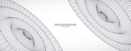 Abstract background with waves. 3D surface. Template for science and technology presentation.