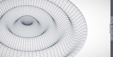 Abstract background with waves. 3D surface. Template for science and technology presentation.